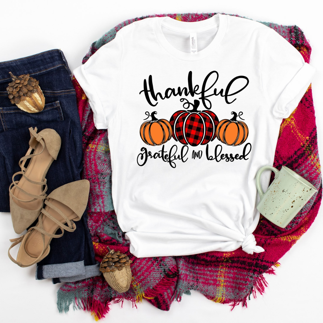Thankful Grateful Blessed Pumpkin Shirt