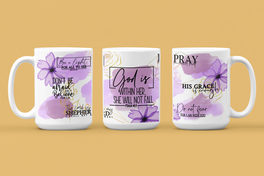 God is With Her She Will Not Fail Psalms 46:5  15 oz mug